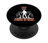 Chef by Day Zombie di notte Divertente Halloween Creepy Cook PopSockets PopGrip Adesivo