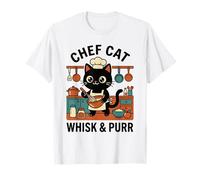 Chef Cat Frusta & Purr Cute Cooking Baker Kawaii Cat Graphic Maglietta