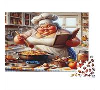 Chef Cooking Book 100% Recycled Cardboard Chef Granny Cooking 1000Pc Jigsaw for Adults Challenging & Brainteasing 52x38cm/1000pcs