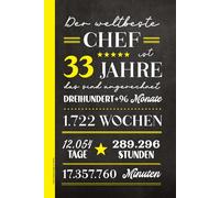 Chef Geburtstag 33 Jahre: Geburtstagsgeschenk zum 33. Notizbuch A5 liniert cooles Dankeschön an besten Vorgesetzten und Arbeitgeber Buch für Notizen Geschenk zum 33th Birthday Alles Gute Boss