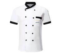 Chef Giacca Uniforme Manica Corta Hotel Cucina Chefwear Cook Cappotto 3 Colore