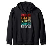 Chef Life Eat Cook Repeat Funny Cooking Chefs Lover Felpa con Cappuccio
