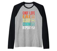 Chef Life Eat Cook Repeat Funny Cooking Chefs Lover Maglia con Maniche Raglan