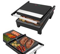 Chef O Matic piastra elettrica per cucinare Multigrill, bistecchiera elettrica antiaderente, Griglia multifunzione per panini maker da 2000W con 2 piani di cottura 33.5 * 33.5cm.