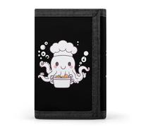 Chef Octopus with A Pan Trifold Portafogli con Porta Soldi e Carte di Credito 8 Slot Portachiavi Finestra Foto per Uomo Donna, Stile-1, Taglia unica, Per tutte le stagioni