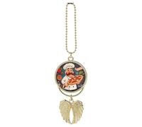 Chef Pizza Car Hanging Ornament Rear View Mirror Pendant Lucky Presents Hanging Ornament Funny Car Pendant for Office Auto Home Decoration Gold-style