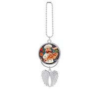 Chef Pizza Car Hanging Ornamento Specchietto Retrovisore Ciondolo Regali Fortunati Appeso Ornamento Divertente Ciondolo Auto per Ufficio Auto Decorazione Casa Argento stile