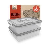 Chef Pomodoro Contenitori per Lievitazione Pizza 44 x 34 cm (Set da 2 Porta Pizza, Grigio), Cassetta Lievitazione Pizza per 6-8 Panetti, Contenitore Pizza Lievitazione con Coperchio Ermetico