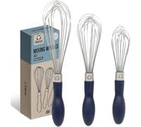 Chef Pomodoro Frusta da Cucina, Set da 3 Fruste di Dimensioni Diverse, Frusta da Cucina Piccola, Media e Grande, In Acciaio Inossidabile e Manico Antiscivolo, Lavabile in Lavastoviglie