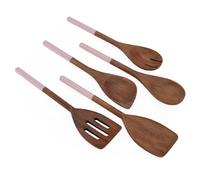 Chef Pomodoro Mestoli Legno da Cucina, Set da 5 Pezzi (30,5 cm Ciascuno), Utensili Cucina Legno Antiaderenti, Include Cucchiaio, Spatola, Paletta, Schiumarola e Cucchiaio a Forchetta (Rosa)
