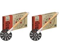 Chef Pomodoro Pala per pizza girevole da in alluminio con manico staccabile in legno, pala per pizza gourmet per pane e pizza (17,8 cm) (Confezione da 2)