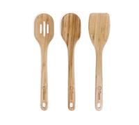 Chef Pomodoro Set 3 Utensili in Bamboo, 32 cm | Spatola, Cucchiaio e Cucchiaio Forato, Ecologici