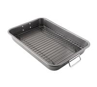 Chef Pomodoro Teglia con Griglia da Forno (41 x 28 cm), Teglia Forno Rettangolare Antiaderente in Acciaio al Carbonio, Gratella di Raffreddamento per Arrosti e Fritti