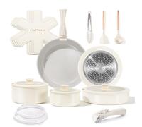 Chef Power Set di pentole e padelle antiaderenti in ceramica da 19 pezzi con manico staccabile, set di pentole lavabili in lavastoviglie a induzione, set da cucina per camper, manico rimovibile,