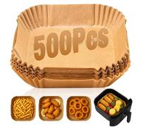 CHEF ROYALE 500 fodere per friggitrice ad aria, 16,5 cm, quadrate, usa e getta, compatibili con friggitrici COSRI, Ninja, Tefal, Russell Hobbs (500 pezzi non sbiancati)
