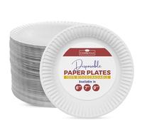 CHEF ROYALE Piatti di carta usa e getta per feste, resistenti, per cibi caldi e freddi, ecologici e biodegradabili, 22,9 cm, confezione da 50