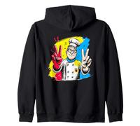 Chef Sorridente Segno Pace retrò Ritratto Grafico Doppio Cuoco Felpa con Cappuccio