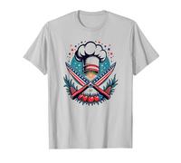 Chef Stellato con Lustrini Maglietta, Uomo, Argento, 3XL