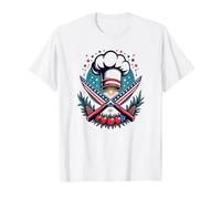 Chef Stellato con Lustrini Maglietta, Uomo, Bianco, 6XL