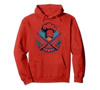 Chef Stellato Felpa con Cappuccio, Unisex per Adulti, Rosso, XXL