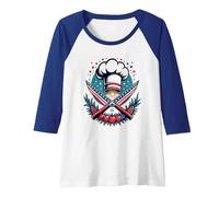 Chef Stellato Maglia con Maniche Raglan, Donna, Blu Reale/Bianco, M