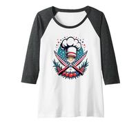 Chef Stellato Maglia con Maniche Raglan, Donna, Grigio Scuro/Bianco, M