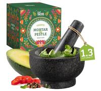 Chef Tacos Mortaio Con Pestello, 13 Cm, Granito Durevole E Non Poroso, Mortaio in Pietra, Per Spezie, Ciotole Messicane, Guacamole, Erbe E Peperoni, Pestello Pietra, Grigio, Capacità 1,3 Tazze