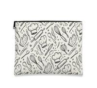 Chef Tools - Borsa per il trucco, disegnata a mano, per utensili da cucina, borsa da viaggio per donne, organizer portatile in tela con cerniera, regalo essenziale per la cucina, 17,8 x 22,9