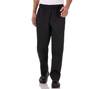 Chef Works filato tinto designer Baggy Pant, nero e bianco Chalkstrip, Black and White, M