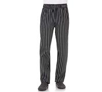 Chef Works filato tinto designer Baggy Pant, nero e bianco Chalkstrip, GSBP-000-4XL