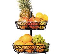 Chefarone - Cesto portafrutta a due piani - 30 cm per aver più spazio sul piano di lavoro - in metallo come decorazione nella cucina (nero)