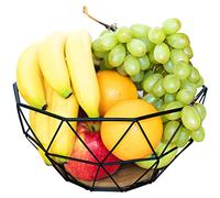 Chefarone Cesto Portafrutta in Metallo - Cestino Moderno ed Elegante da Tavolo per Frutta e Verdura - Centro Tavola Decorativo Design per Cucina e Sala da Pranzo (26x26x12 cm)