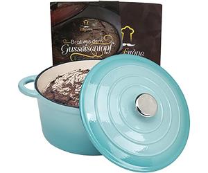 Chefarone Cocotte Casseruola Ghisa smaltata 24 cm 3,5 L - Dutch Oven con Coperchio - Pentola Multiuso per Pane Arrosti Stufati e Cotture in Forno - compatibile Induzione