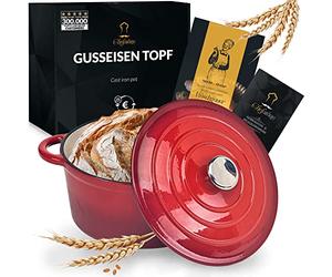 Chefarone Cocotte Casseruola Ghisa smaltata 24 cm 3,5 L - Dutch Oven con Coperchio - Pentola Multiuso per Pane Arrosti Stufati e Cotture in Forno - compatibile Induzione
