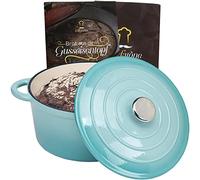 Chefarone Cocotte in Ghisa Smaltata 24 cm 3,5 L con Coperchio - Blu | Prepara Pane Casereccio Croccante Ossobuco Tenero e Ricchi Brasati per Momenti Speciali in Famiglia