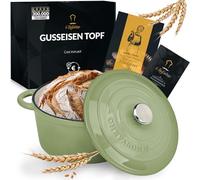 Chefarone Cocotte in Ghisa Smaltata 24 cm 3,5 L con Coperchio - Verde | Prepara Pane Casereccio Croccante Ossobuco Tenero e Ricchi Brasati per Momenti Speciali in Famiglia