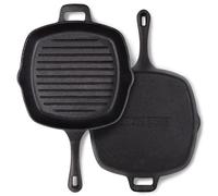 Chefarone Padella Grill Ghisa Smaltata 25,5 cm - Padella Bistecchiera con Beccuccio per Colare - Adatta a Induzione Gas Forno - Pentola per Carne Pesce Verdure