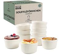 Chefarone Set 10 Stampi Soufflé 170 ml - Pirottini in Ceramica Bianca Riutilizzabili per Crème Brûlée, Dolci e Antipasti - Lavabili in Lavastoviglie, Microonde e Forno