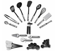 CHEFCHY Set di utensili da cucina da 26 pezzi, in acciaio inox e nylon, resistenti al calore, atossici, per alimenti, set completo di pentole per casa, famiglia, campeggio