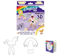 Chefclub Kids Formine per biscotti 3D a forma di unicorno e arcobaleno con ricetta, multilingue, 4 formine magiche in acciaio inox, ricetta video inclusa, per cucinare i biscotti per bambini, set da