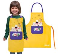 CHEFCLUB KIDS - Grembiule da cucina per bambini giallo - Taglia regolabile con fantasie colorate - Resistente, lavabile e comodo - Per imparare a cucinare divertendosi - Dai 4 anni
