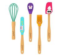 Chefclub Kids - Mini utensili da cucina in bambù e silicone, set di 5 mini utensili