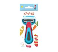 Chefclub Kids - Pelapatate per bambini blu e rosso - Lama bidirezionale in acciaio inox - Posate bambini - Pela patate e verdure - Regalo per bambina di 4 anni