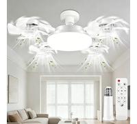 Cheffery Lampadario Ventilatore da Soffitto con Luce, 50CM Pieghevole Pafoniera con Ventilatore Silenzioso, Timer e Funzione di Memoria, 3 Velocità del Vento & 3 Temperature di Colore
