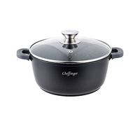 Cheffinger CF-DC24 BLK - Pentola in alluminio pressofuso per cottura a induzione, diametro 24 cm, colore: nero