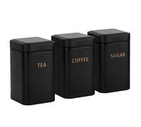 Cheffinger, Insieme 3 Scatole per Tè Caffè Zucchero 9x14,5cm Ermetiche, Nero