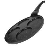Cheffinger, Padella da pancake 26 cm per 4 persone manico ergonomico, Nero