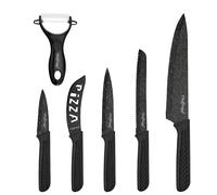 Cheffinger, Set di 6 Coltelli con Pelapatate e Coltello per Pizza Antiaderente