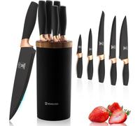 ChefHoablorn Set di blocchi coltelli Universal Round Knife Holder Rimovibile Porta coltelli Facile da pulire Risparmio di spazio Con 5 coltelli Porta coltelli da cucina.