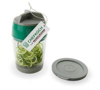 Chefkoch incontra Fackelmann Affettatrice a spirale in ABS e acciaio inox, 13 x Ø 9 cm, per spirali larghe, sottili e piccole, con coperchio e fondo rimovibile, verde/grigio